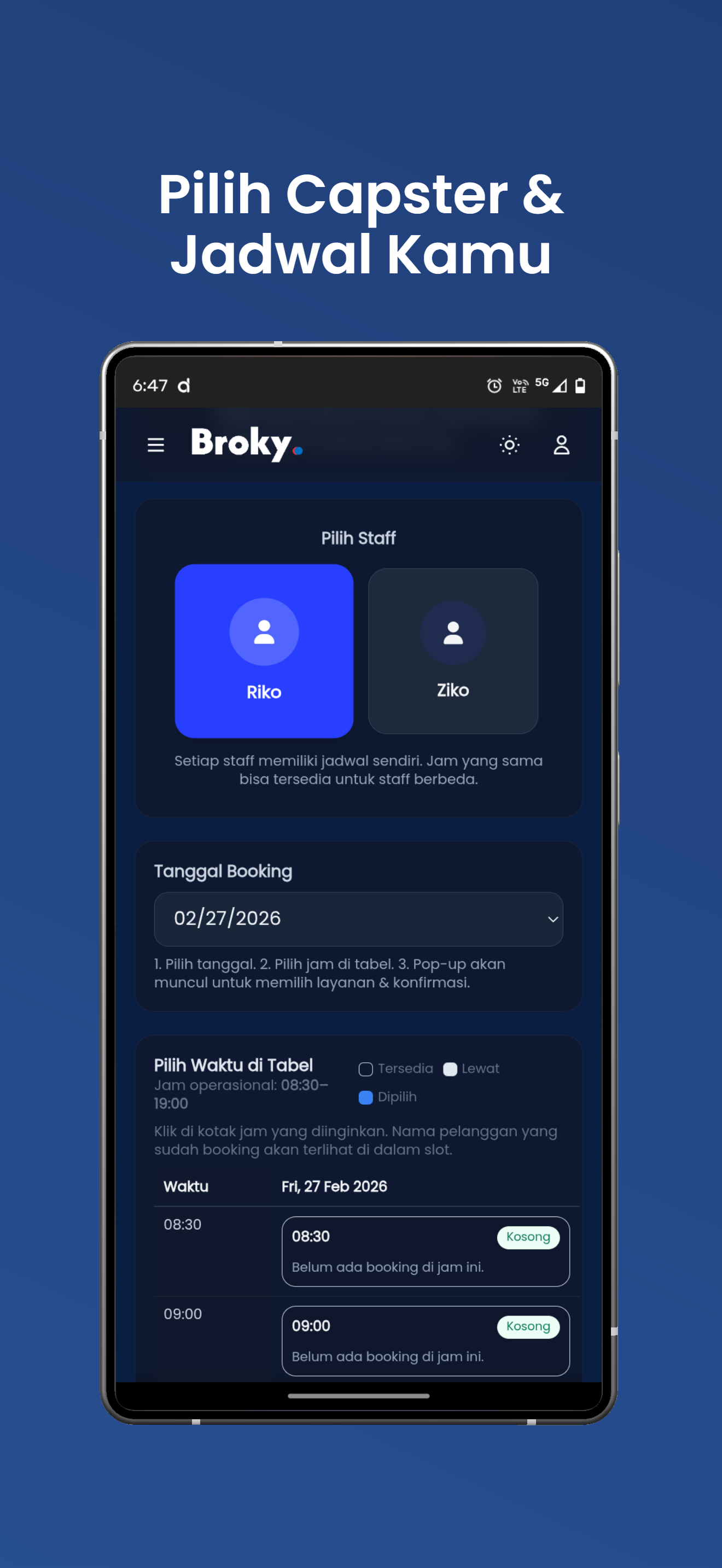 Screenshot Aplikasi Broky